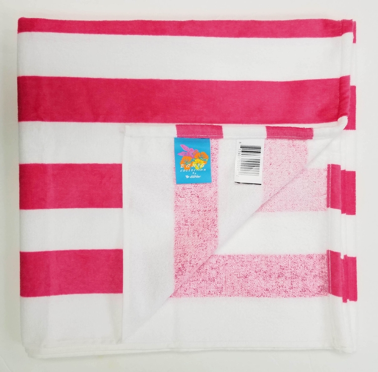 30x60 Pink Cabana Striped Beach Towel Bahia Collection by Döhler. 3