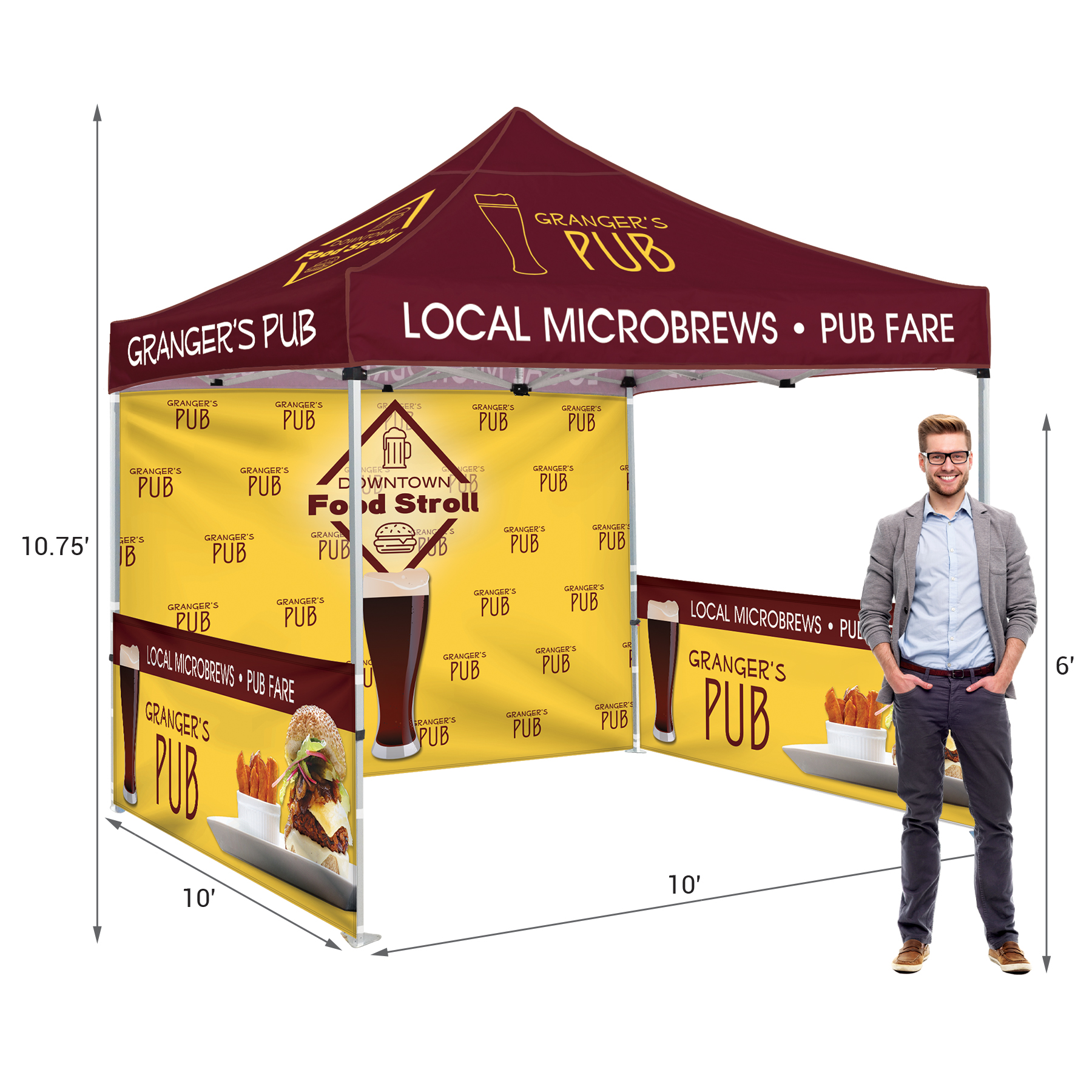 10' Heavy Duty Tent With One Full Double Sided Wall and Two Double Sided Half Walls 22