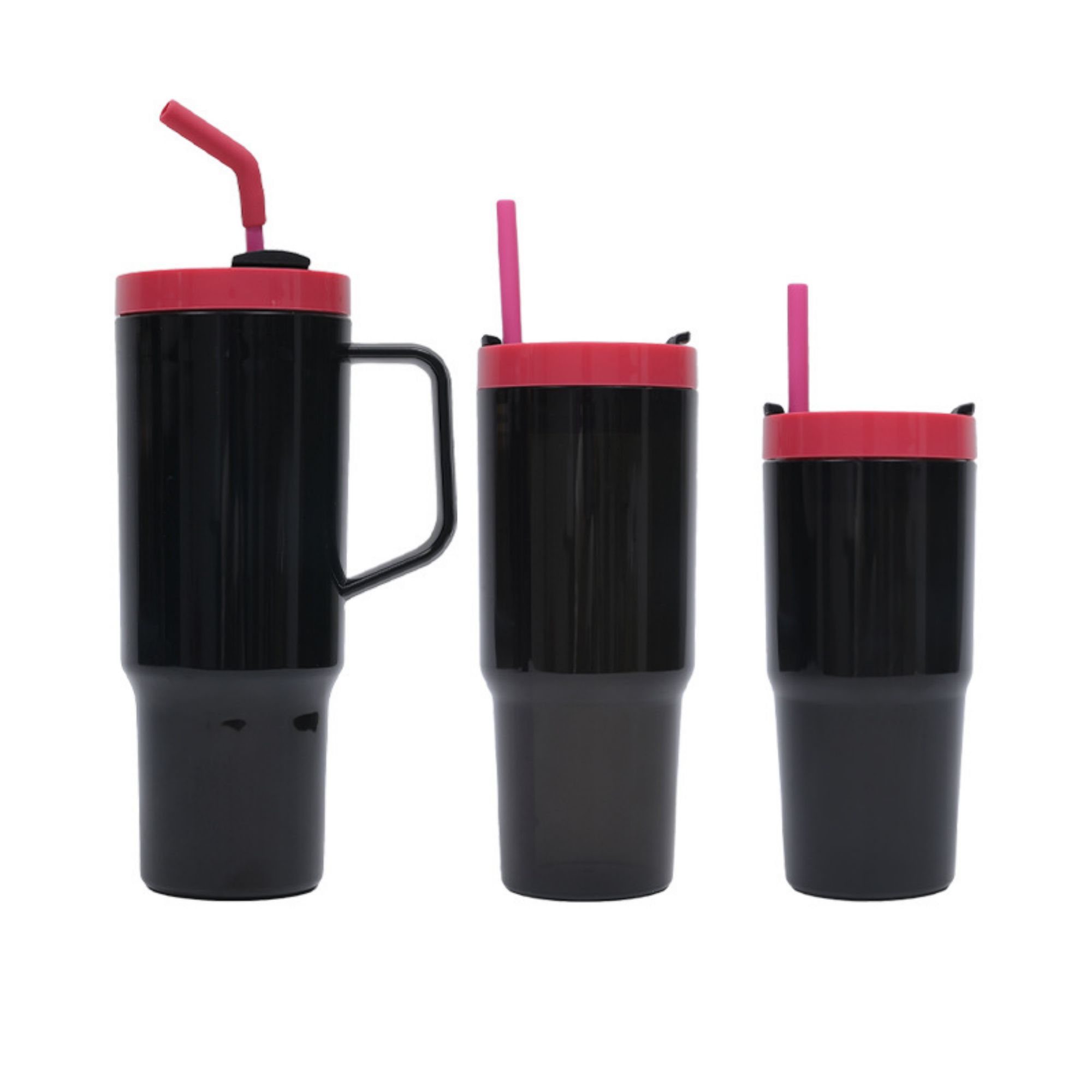 Three Pieces Straw Handle Cup Set 4