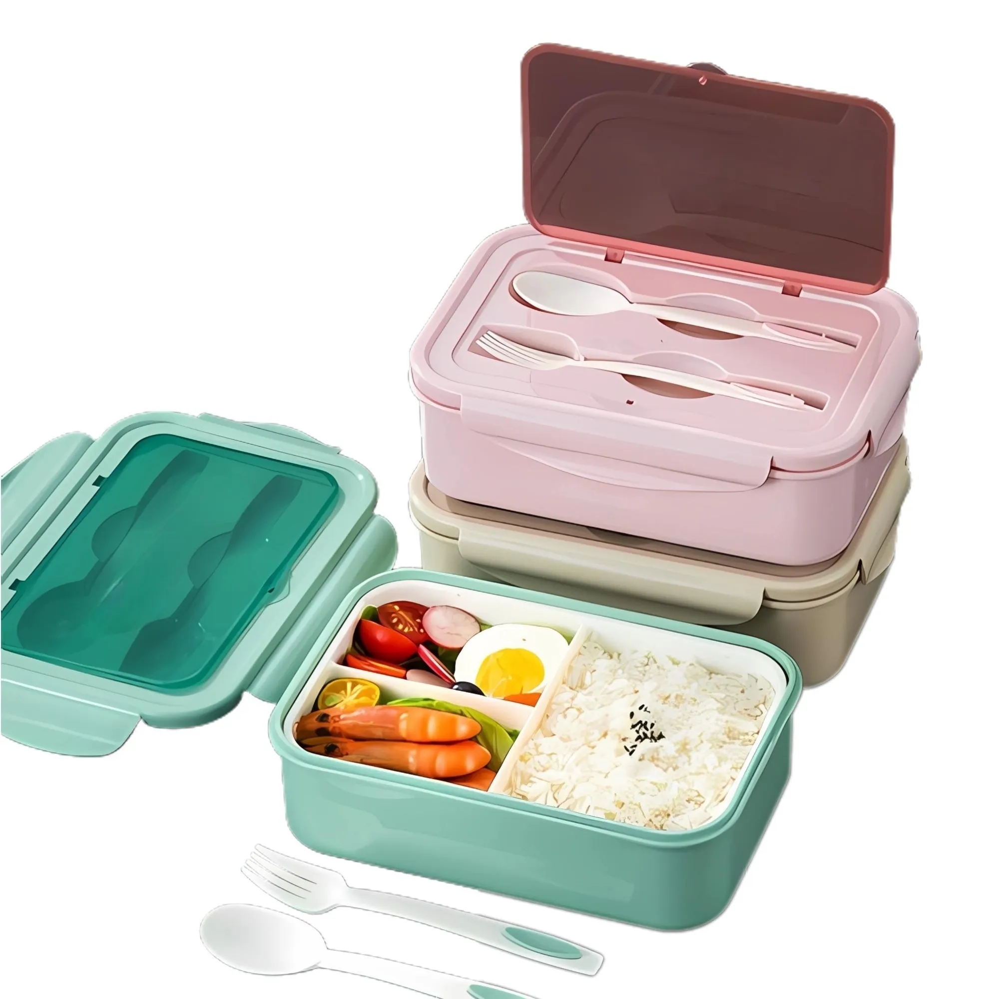 Heatable Bento Lunch Box Single Layer With Cutlery Set 2