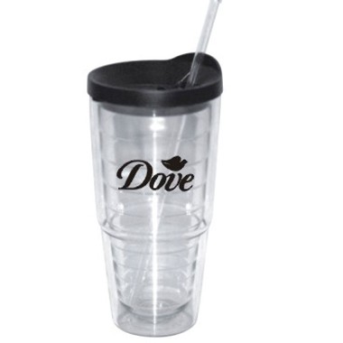 24 oz Double Wall Plastic Cup with Straw 2