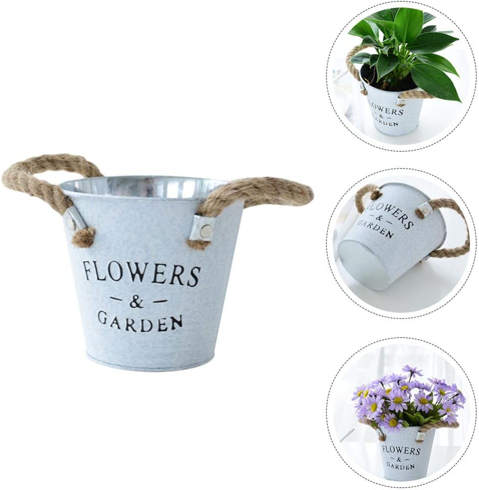 Planter Flower Pots for Retro Decor Handle Oval 2