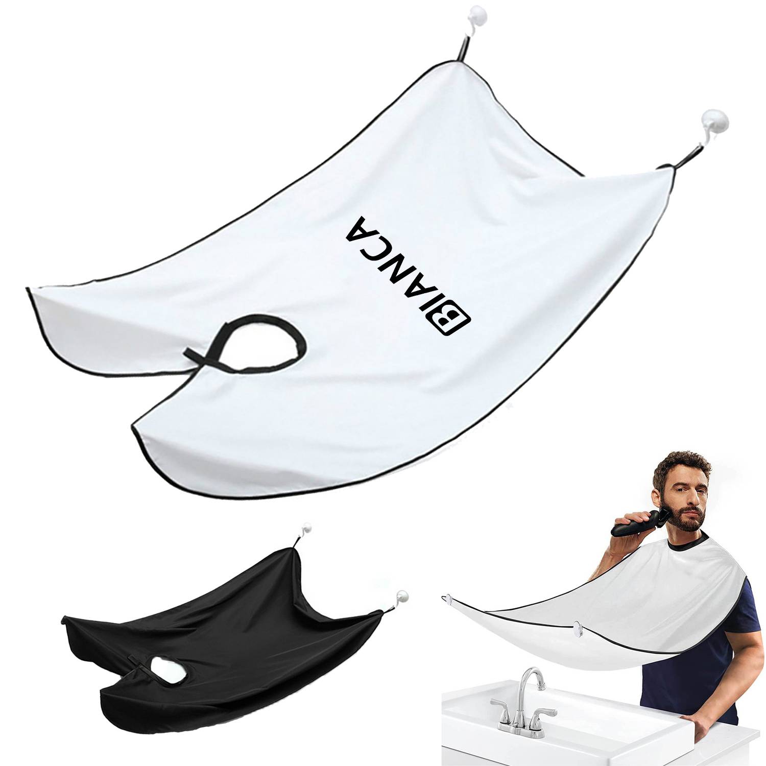 Beard Trimming Catcher Bib with 2 Suction Cups 1
