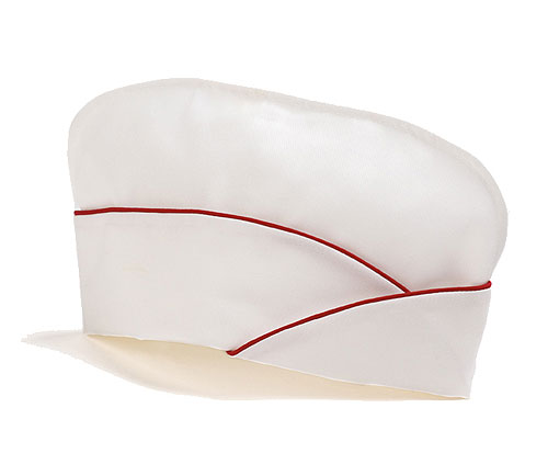 White Fountain Cap with Red Trim 1