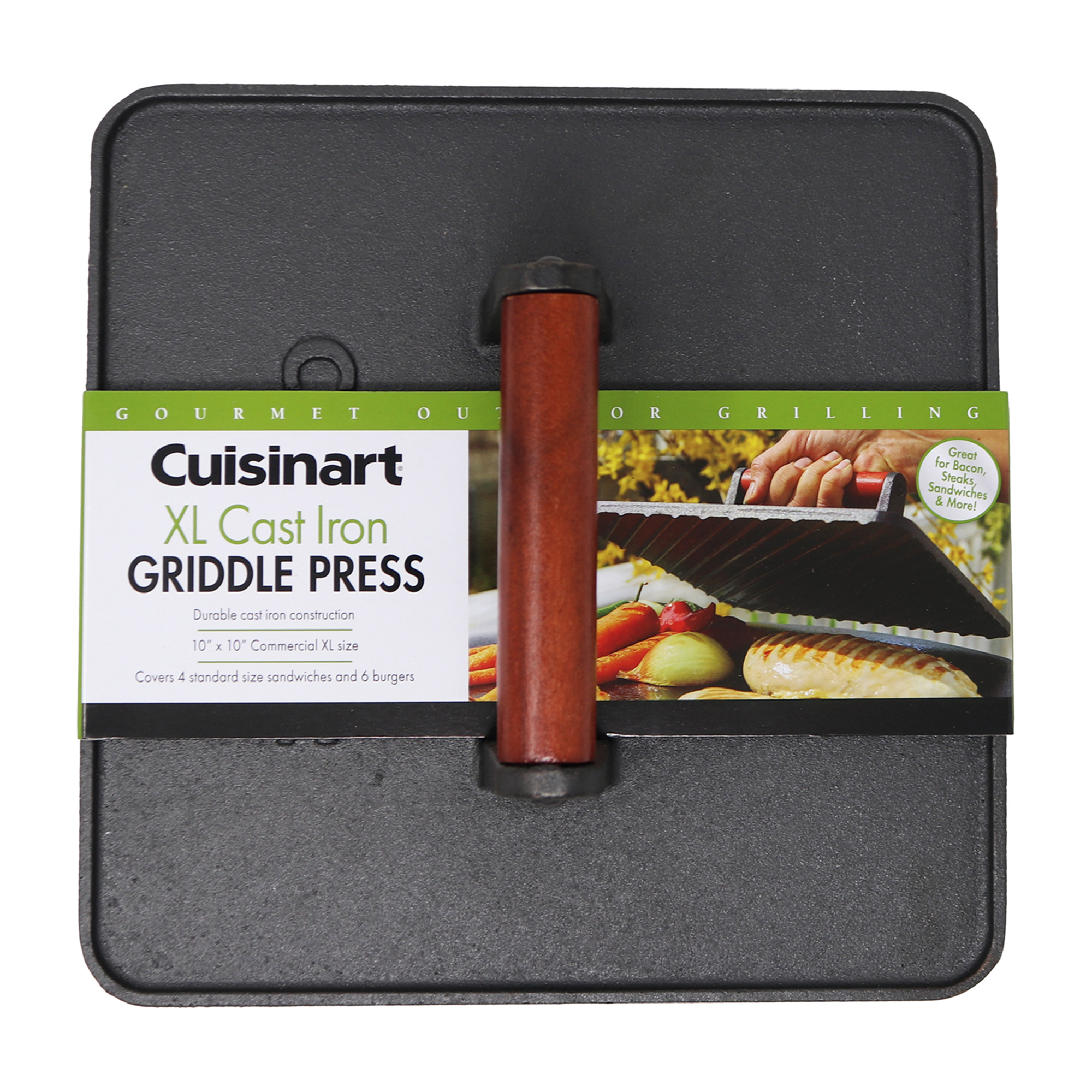 Cuisinart Outdoors™ XL Cast Iron Griddle Press 9
