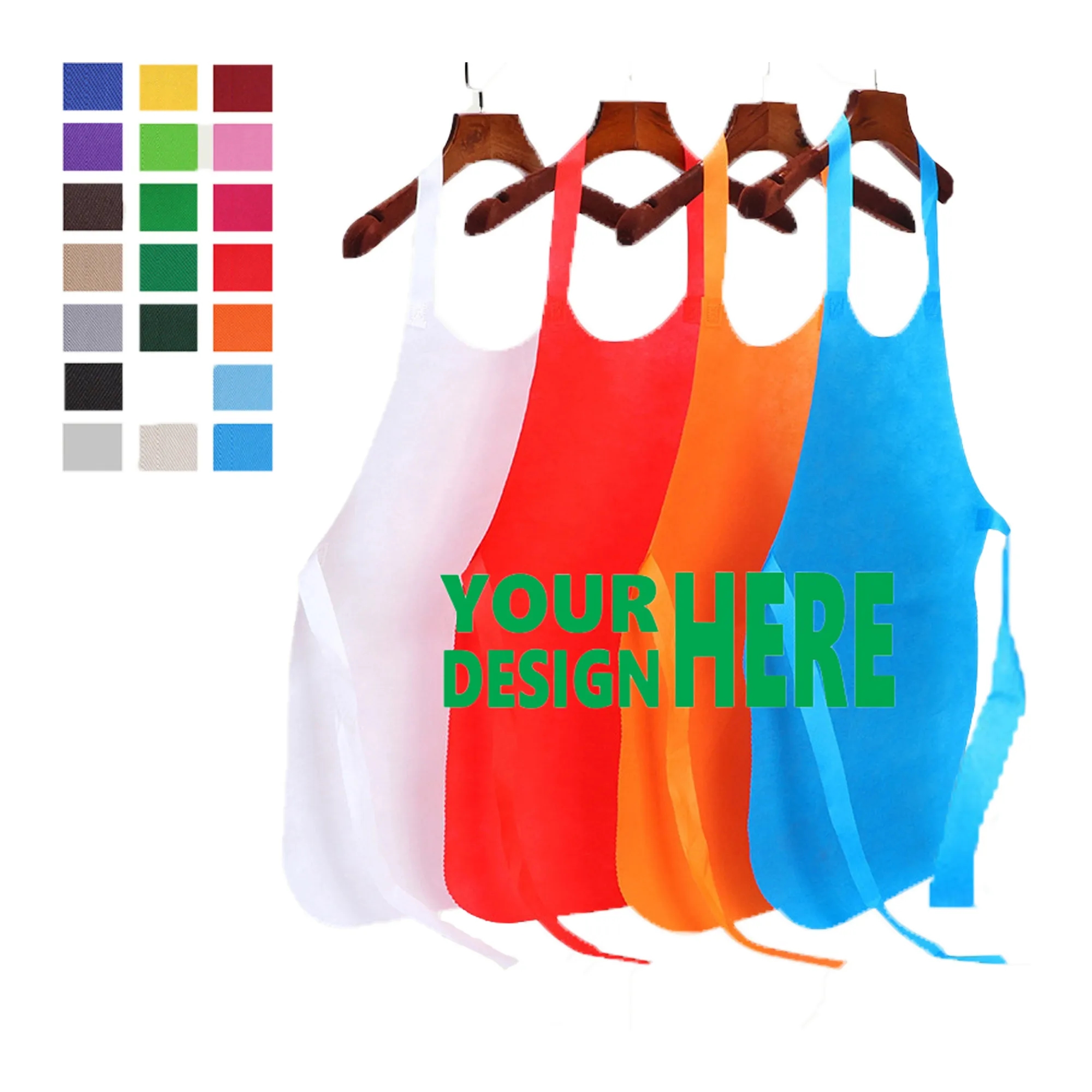 MOQ 100 PCS Disposable non-woven apron For Cooking Painting 3
