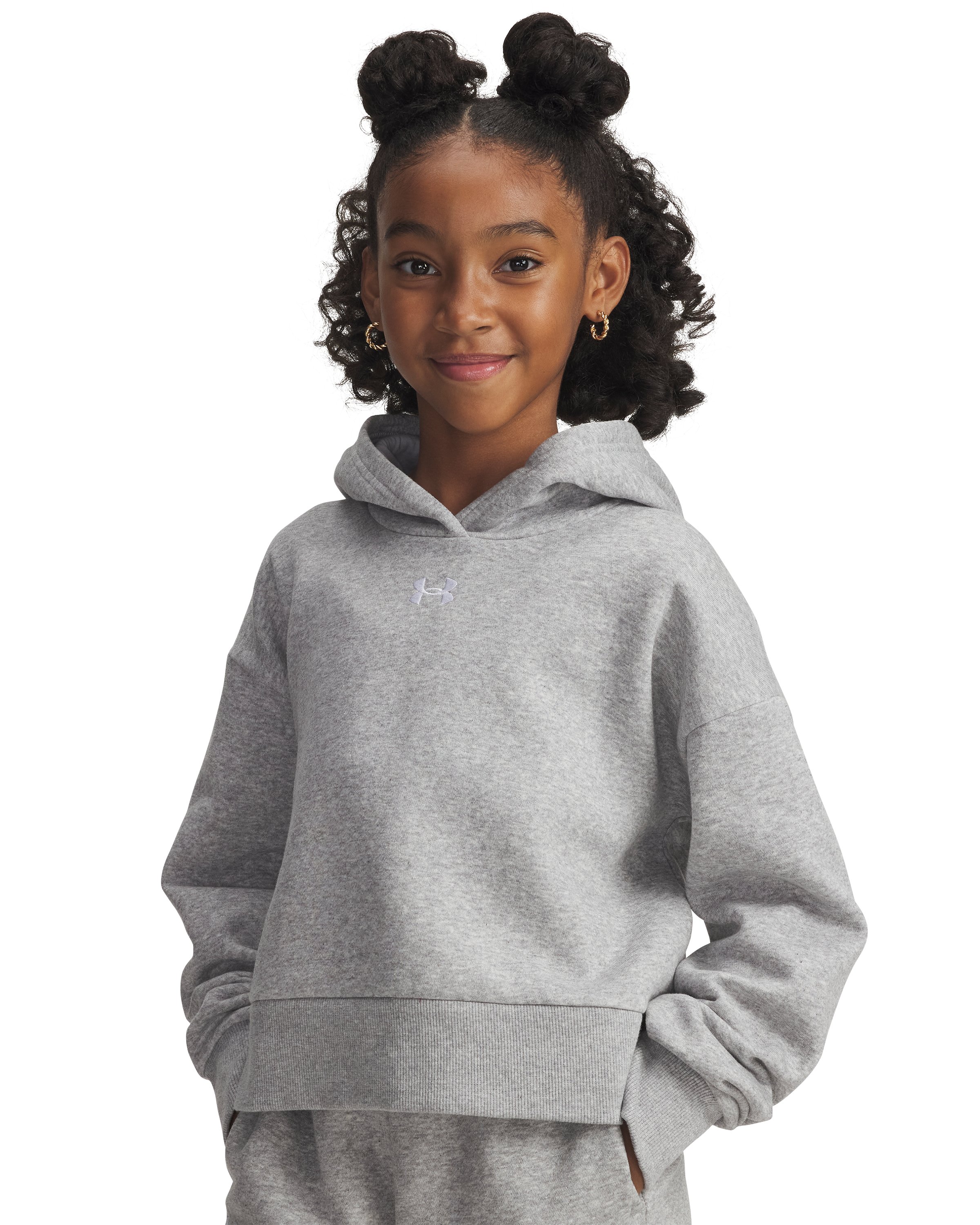 UA Rival Fleece Girls' Crop Hoodie 3