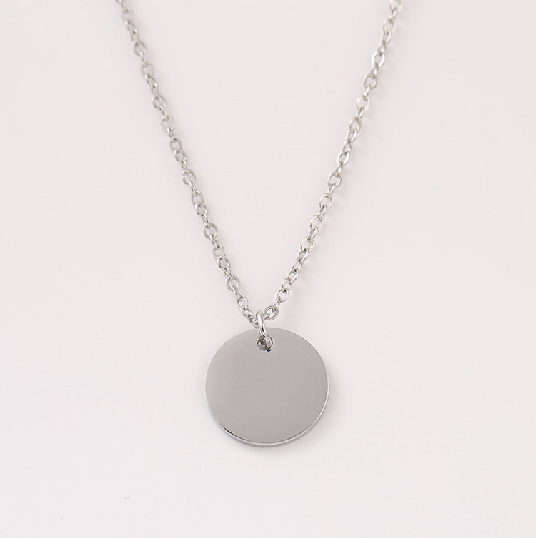 Stainless Steel Necklace with Round Pendant 5