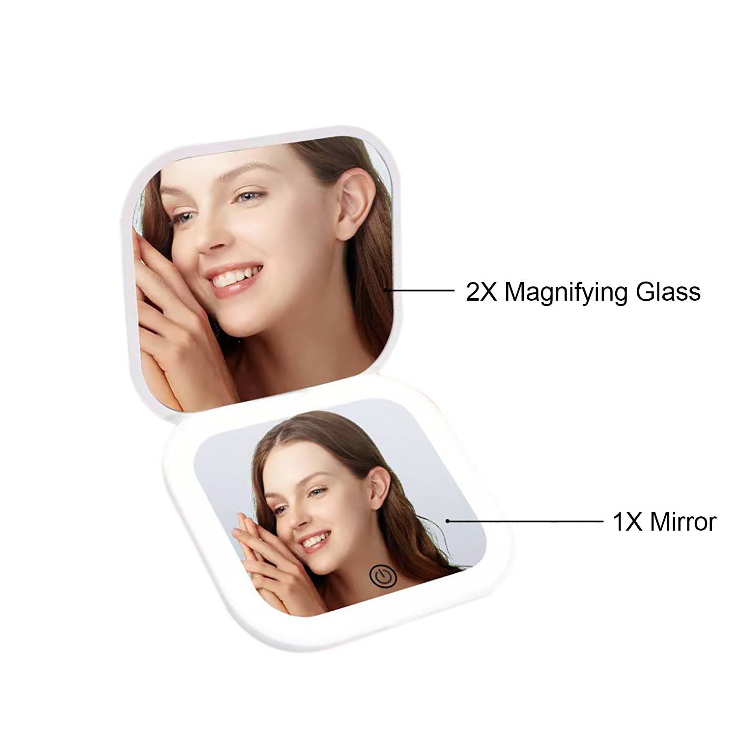 Rechargeable Portable Foldable Makeup Mirror w/ Lights 2