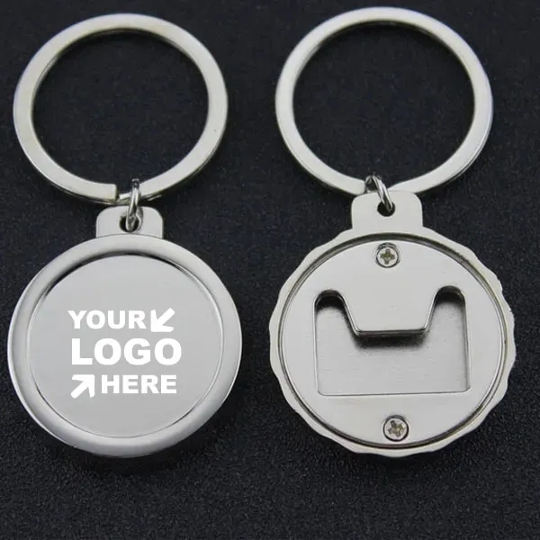 Metal Round Beer Bottle Cap Opener with Keychain 1