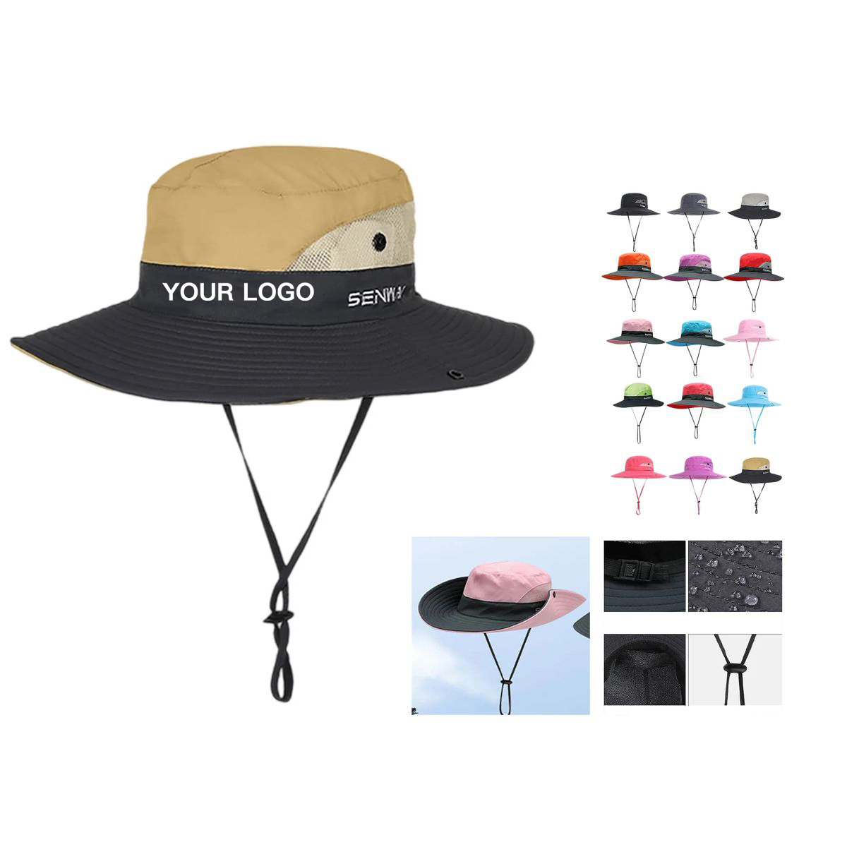 Polyester Sun Hat with Wide Brim and Mesh Ventilation 7
