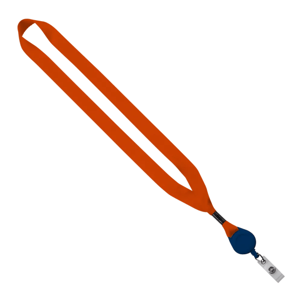 3/4" Polyester Lanyard with Metal Crimp & Retractable Badge Reel 309