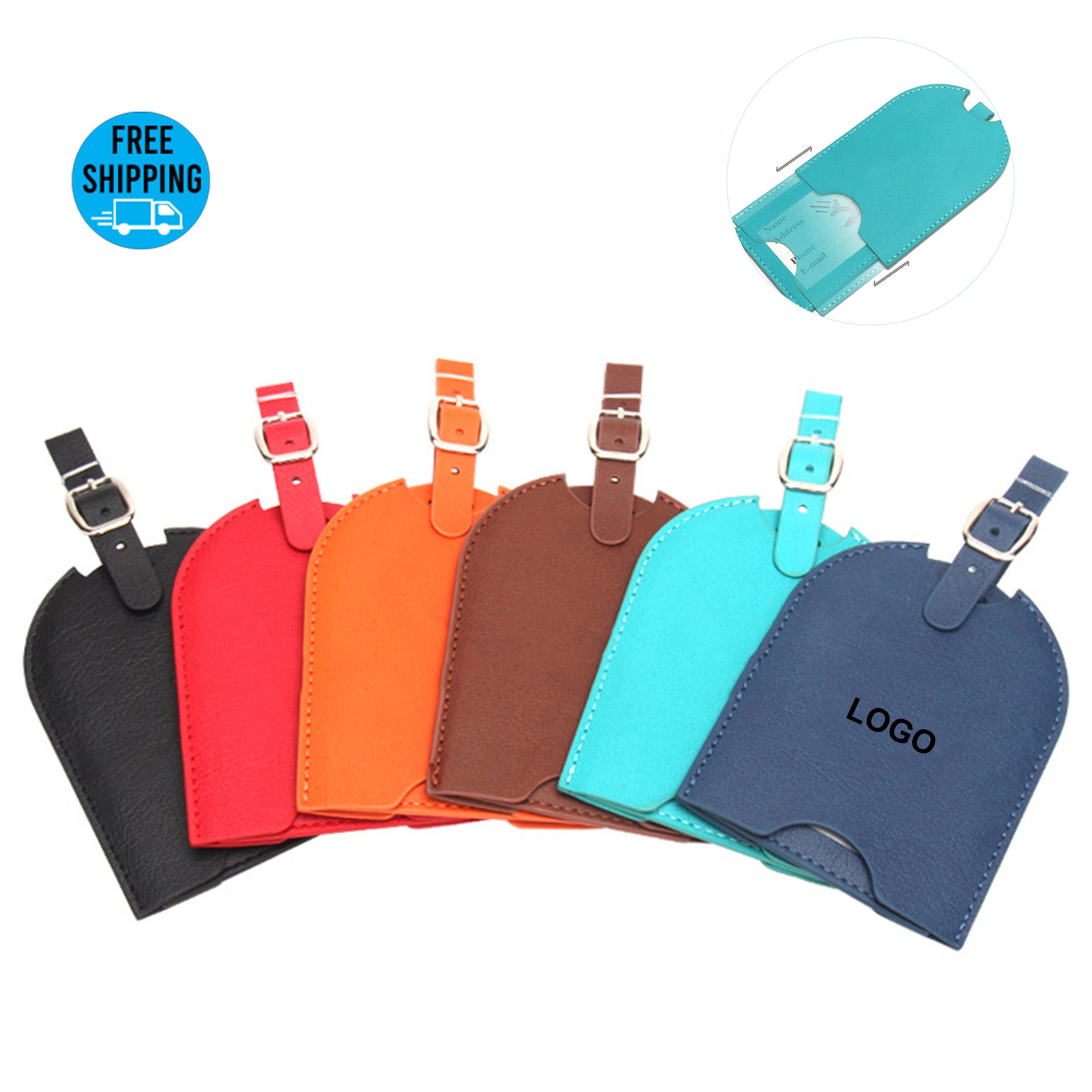 Leather Luggage Bag Case Tags, custom luggage tag with logo imprint 3
