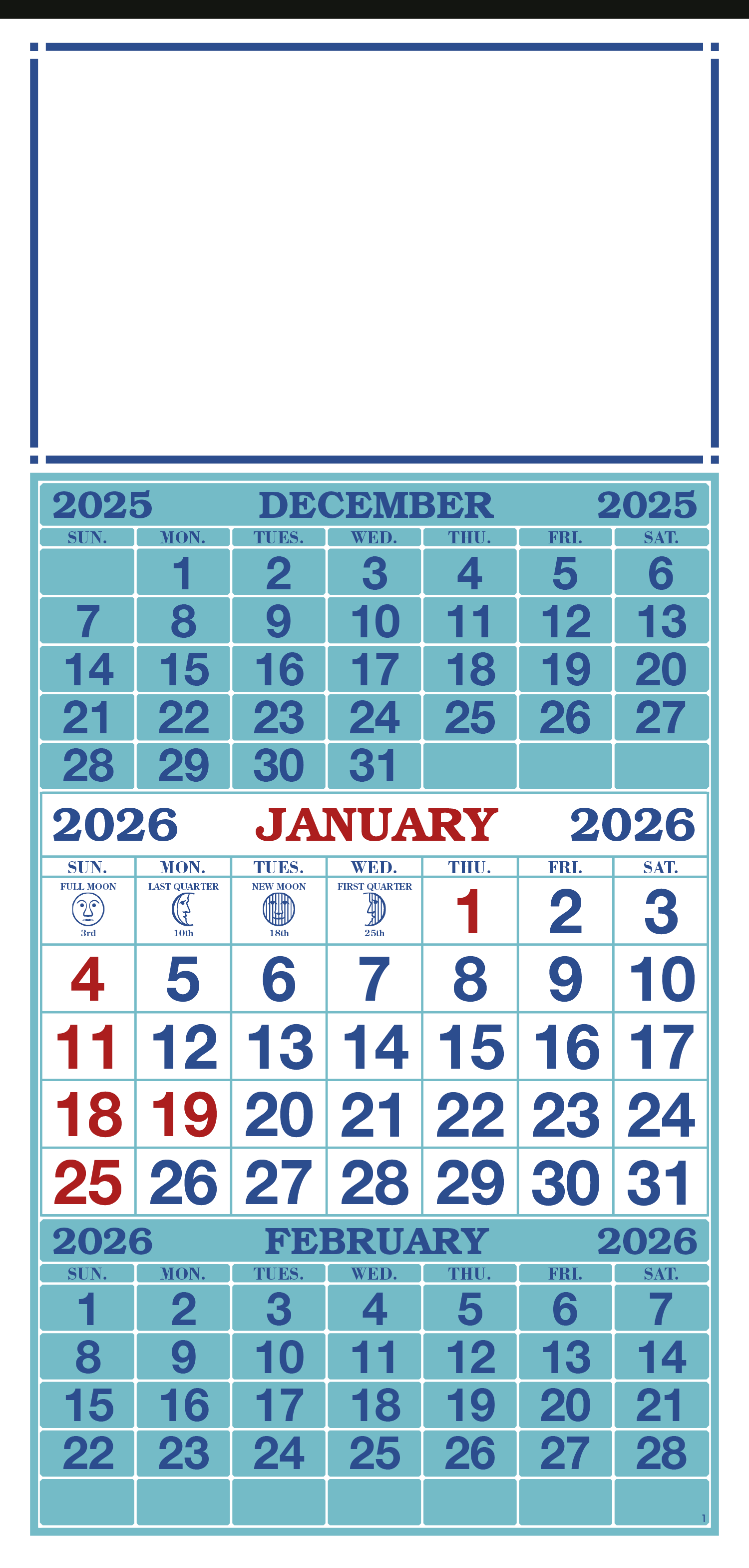 Skinner & Kennedy™ 3-Month Display 12-Sheet Calendar