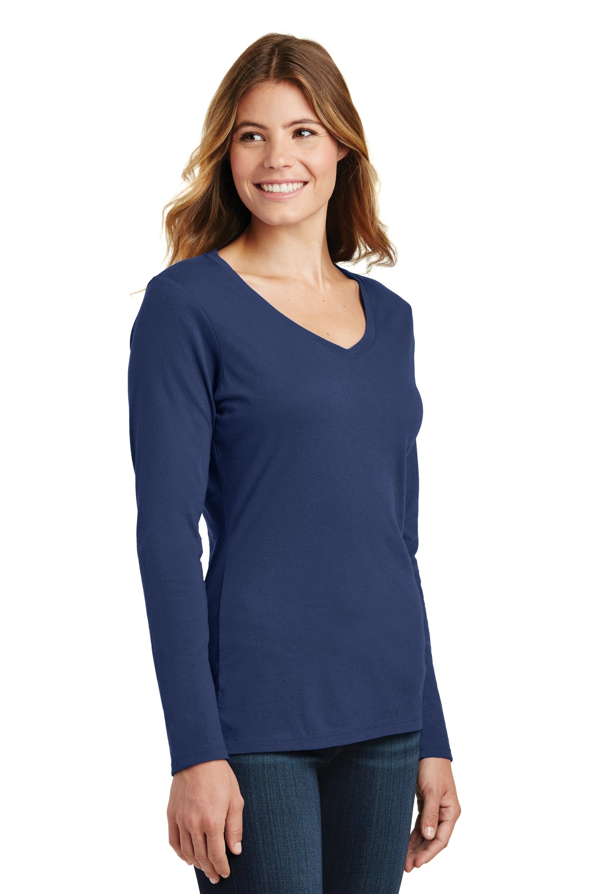 Port & Co Women's Long Sleeve Fan Favorite V-Neck Tee. LPC450VLS 30