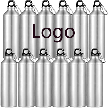 25 OZ Aluminum Sport Water Tumbler/ Carabine And Twist Cap, custom water bottle with logo imprint 2