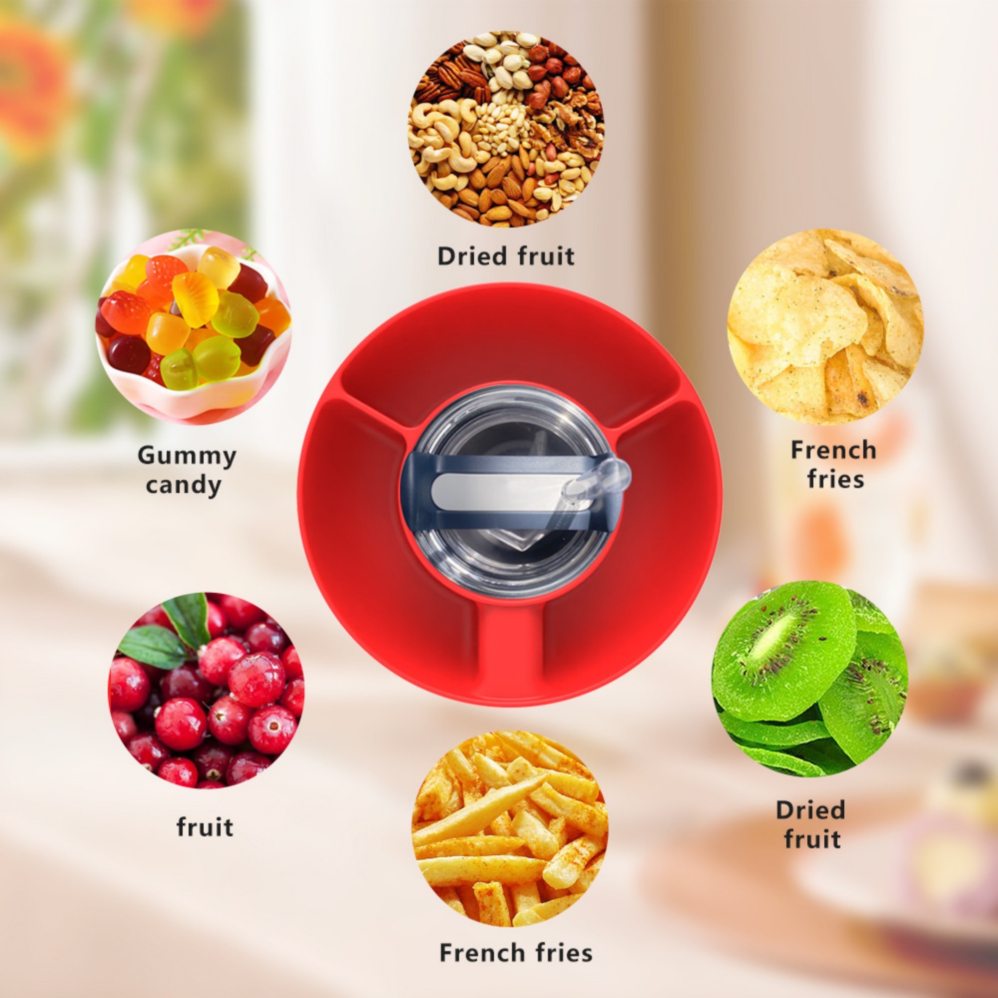 3 Compartment Silicone Snack Tray 6