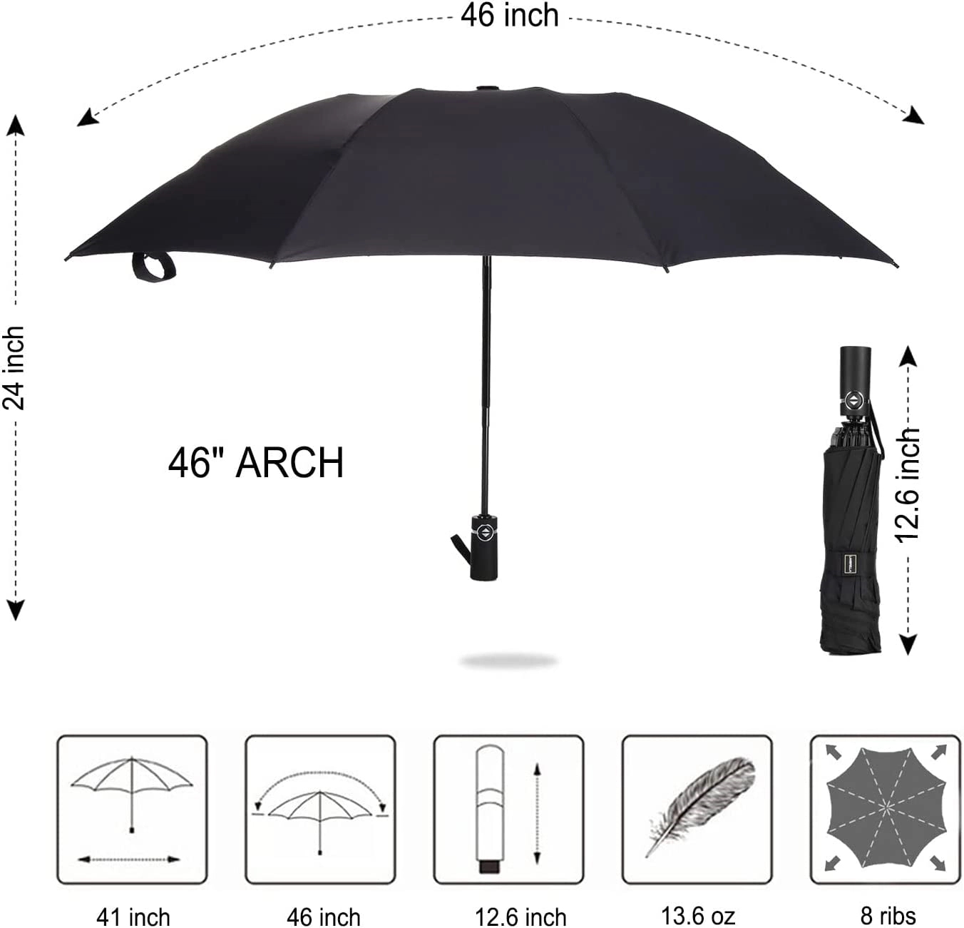 Automatic Compact Folding Reverse Umbrella 13