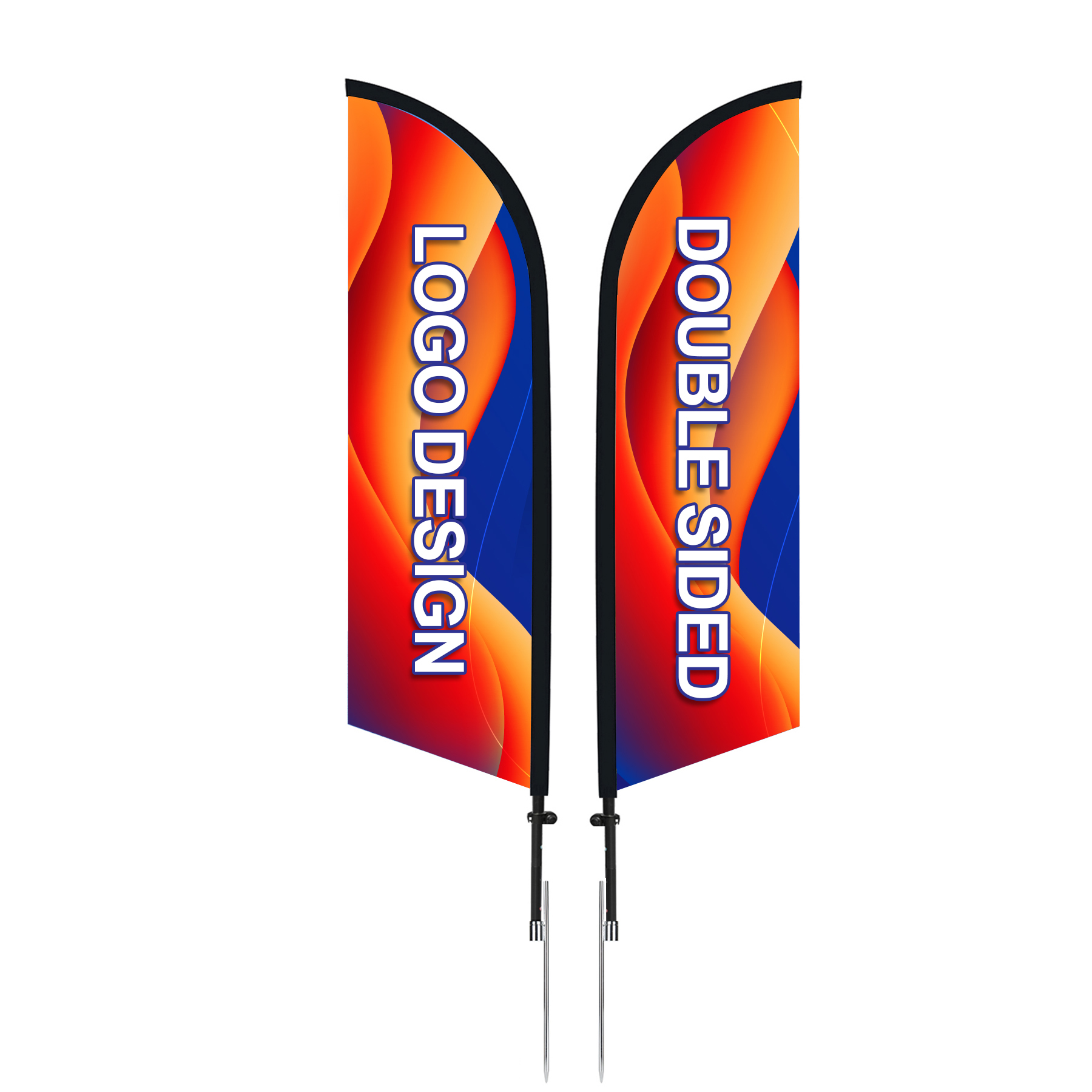 11' Custom Feather Flag Kit - Double Sided w/Spike Base 2