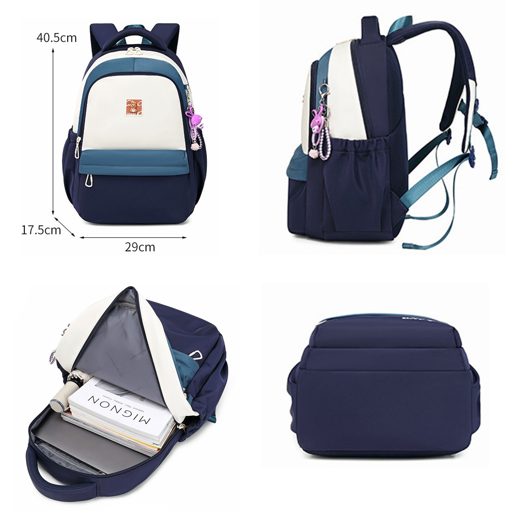 Outdoor College Waterproof Laptop Backpack With Bunny Pendant 2