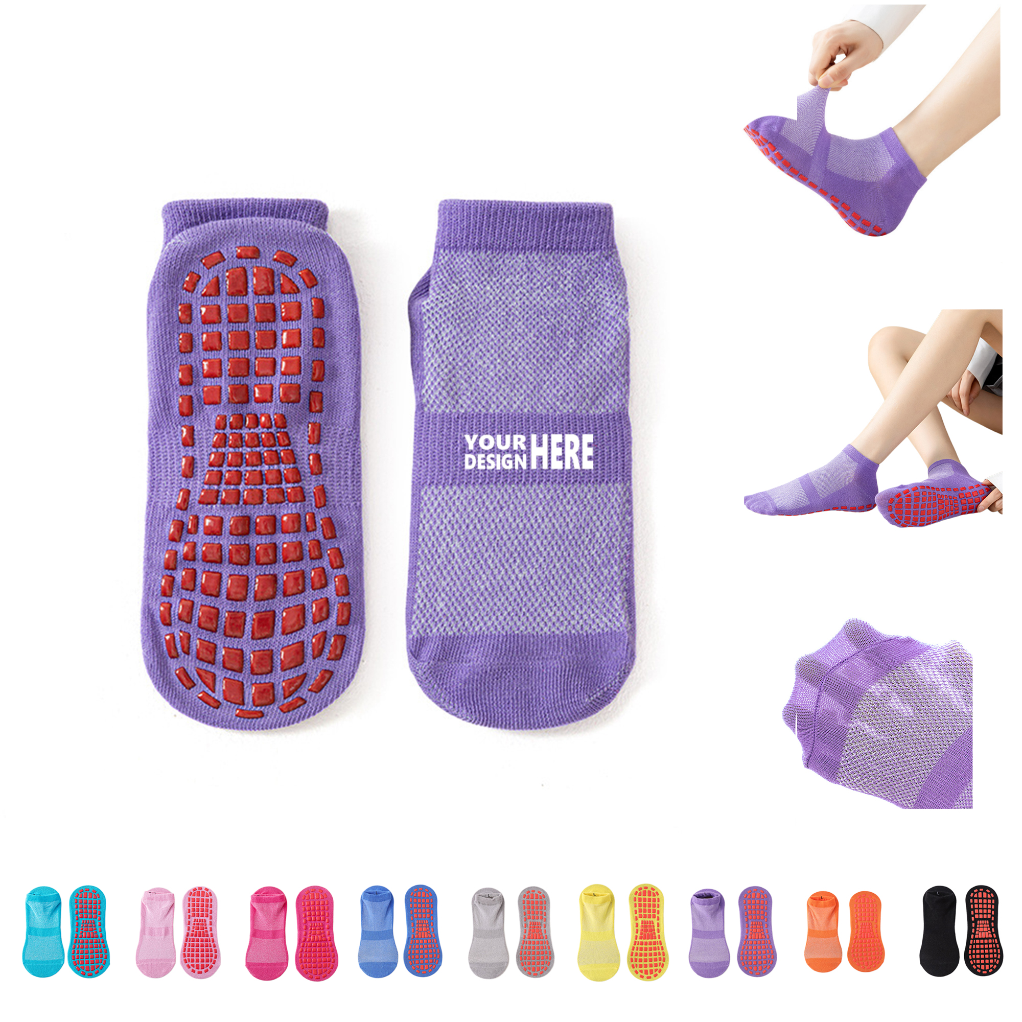 Multicolor Non Slip Yoga Pilates Grip Socks 3