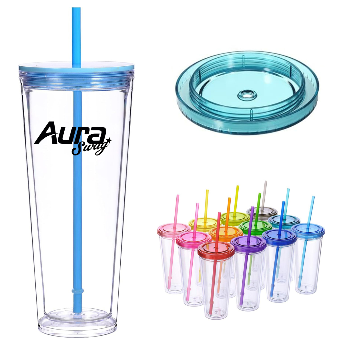 32Oz. Acrylic Tumbler with Lid and Straw for Drinks 7