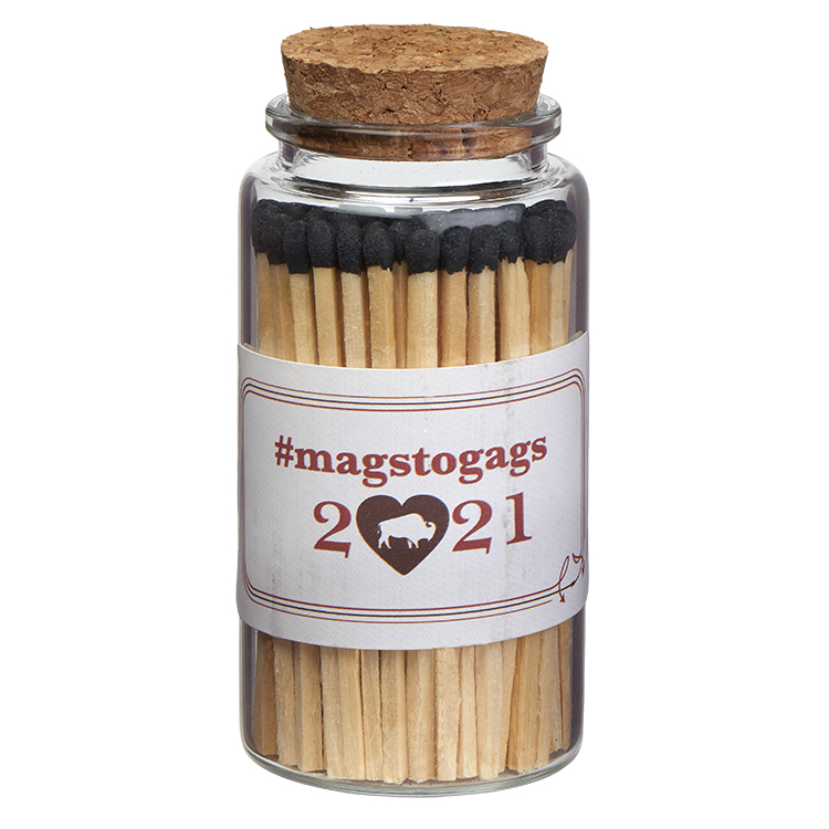 "Aglow" Glass Match Stick Jar - w/ Full Color Label - 80 count 1