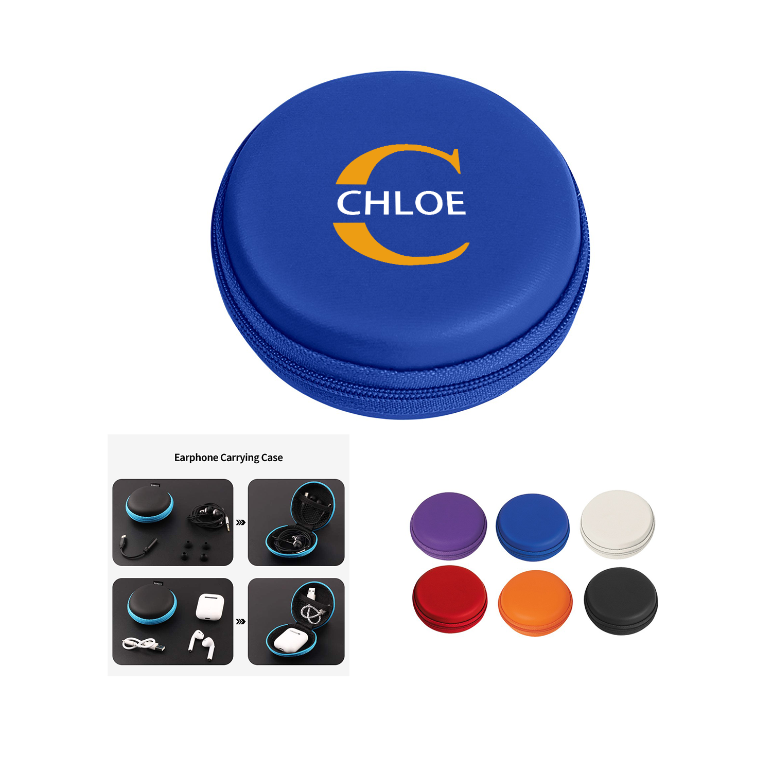 Round Zippered Electronics Travel Case 2