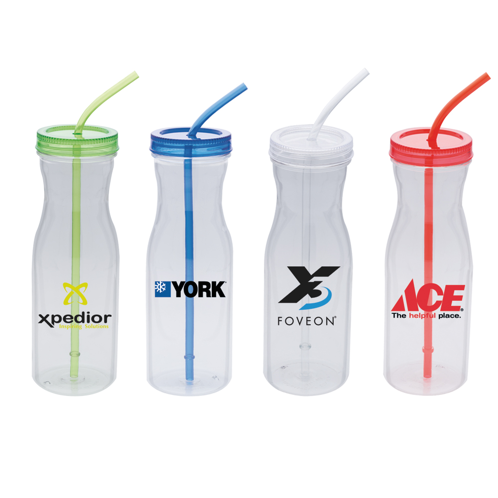 28 Oz. Carafe Shaped Tritan™ Bottle w/Lid & Straw