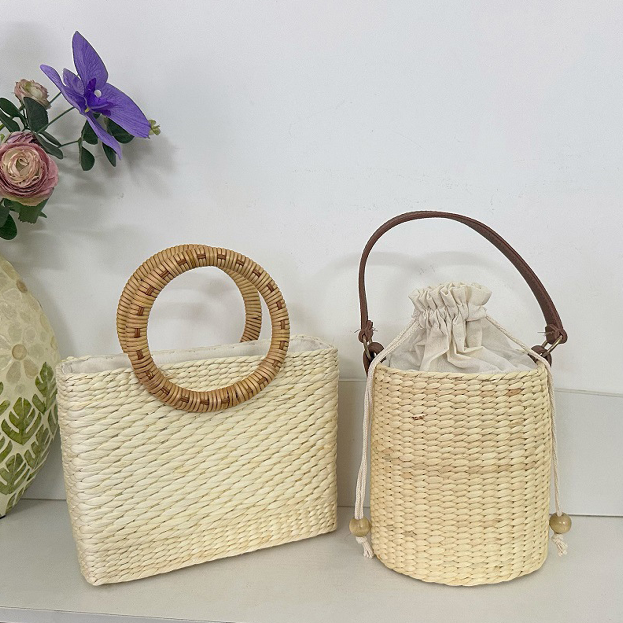 Rattan Round Handle Woven Tote Bag 4