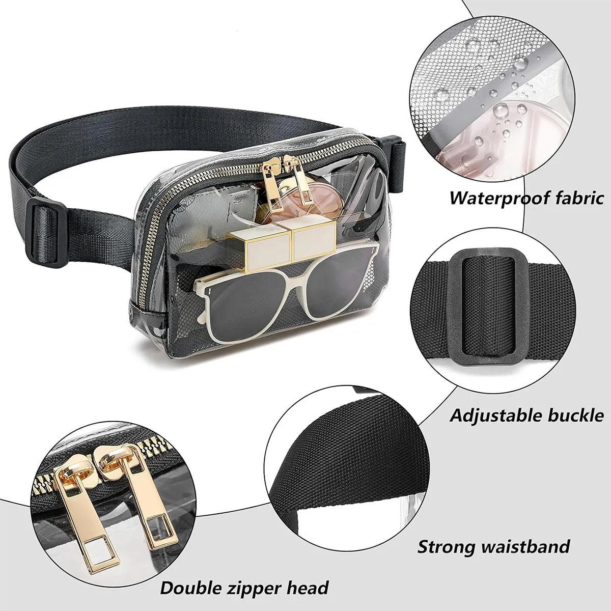 Stadium Approved Unisex Clear Fanny Pack Crossbody Bags 9