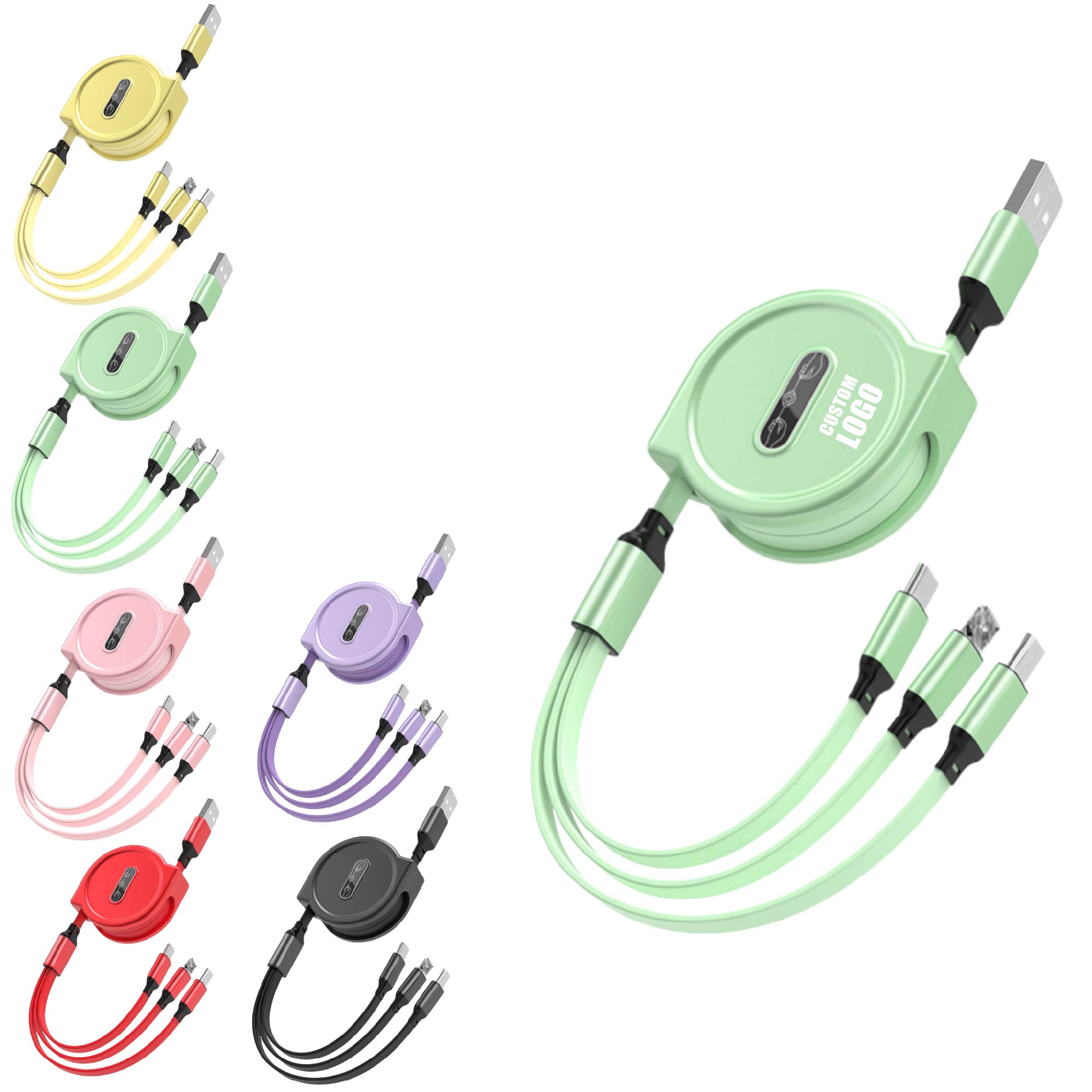 MOQ 10 pcs 3-in-1 Retractable Charging Cable 2