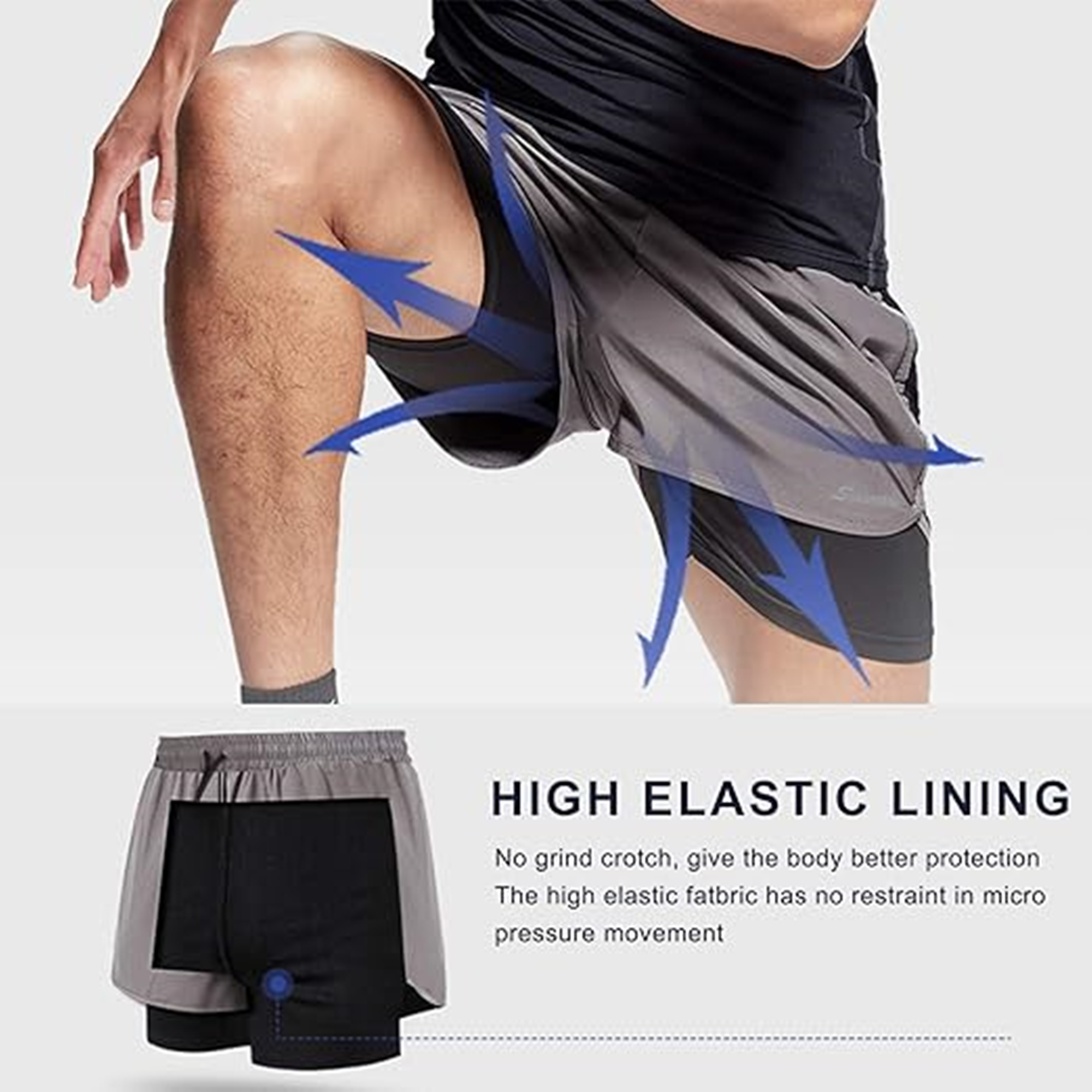 Men 2 In 1 Running Short 4