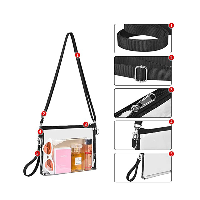Transparent PVC Messenger Bag Waterproof Stadium Storage Bag 6