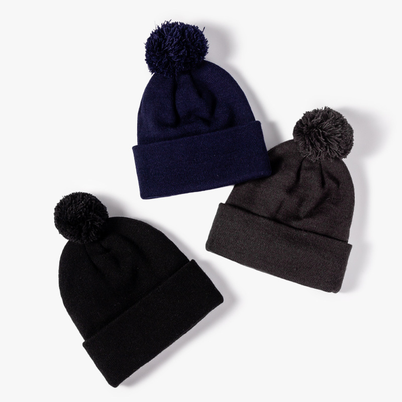 Solid Knit Pom Beanie with Cuff 2
