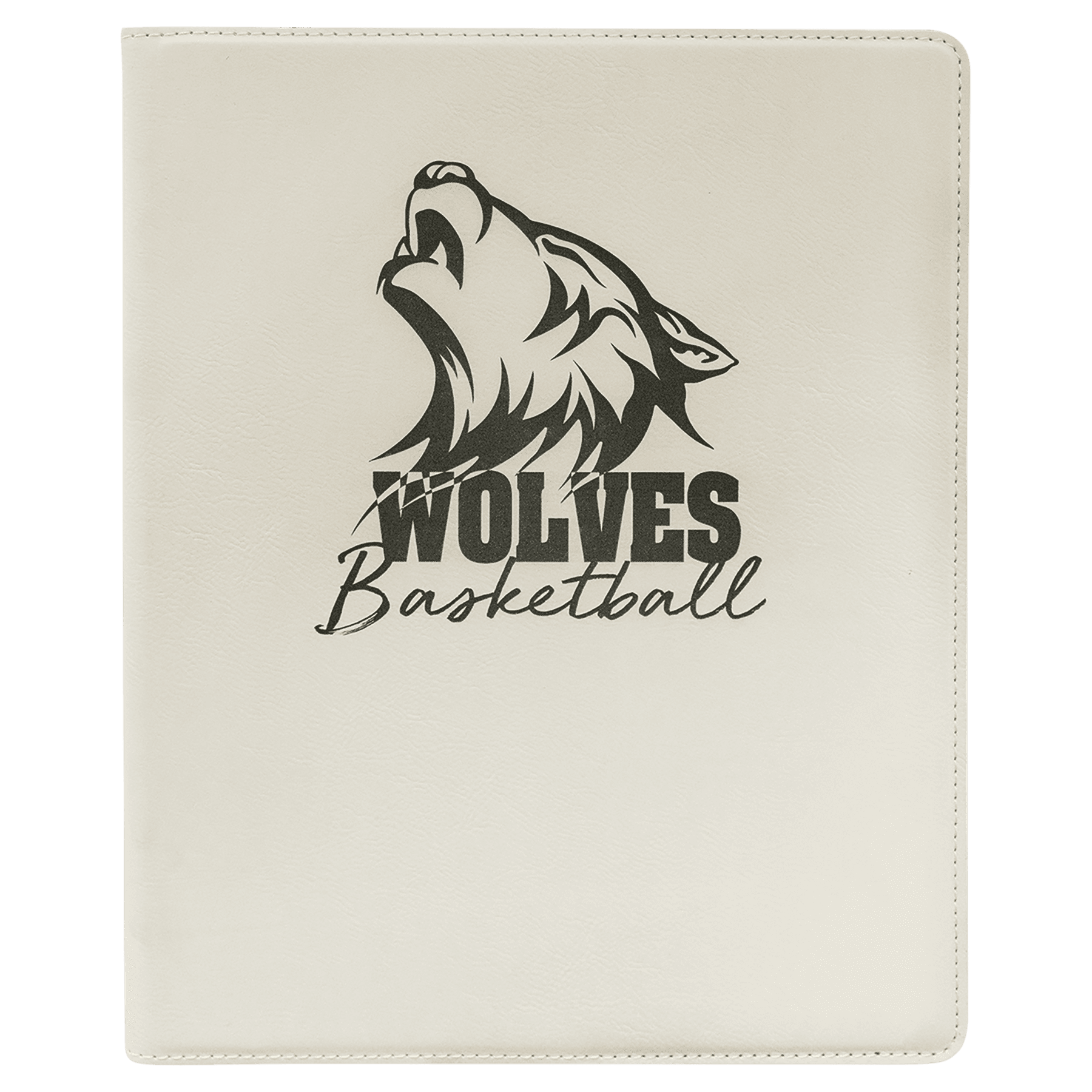 9 1/2" x 12" White/Black Leatherette Portfolio with Notepad 2