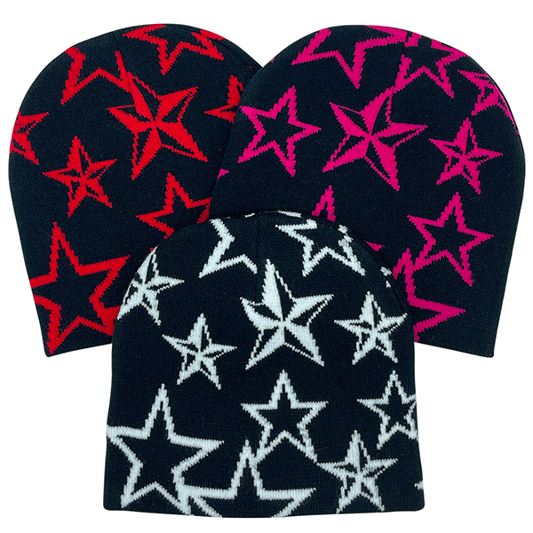 Star Pattern Stretch Beanie with Custom Logo 6