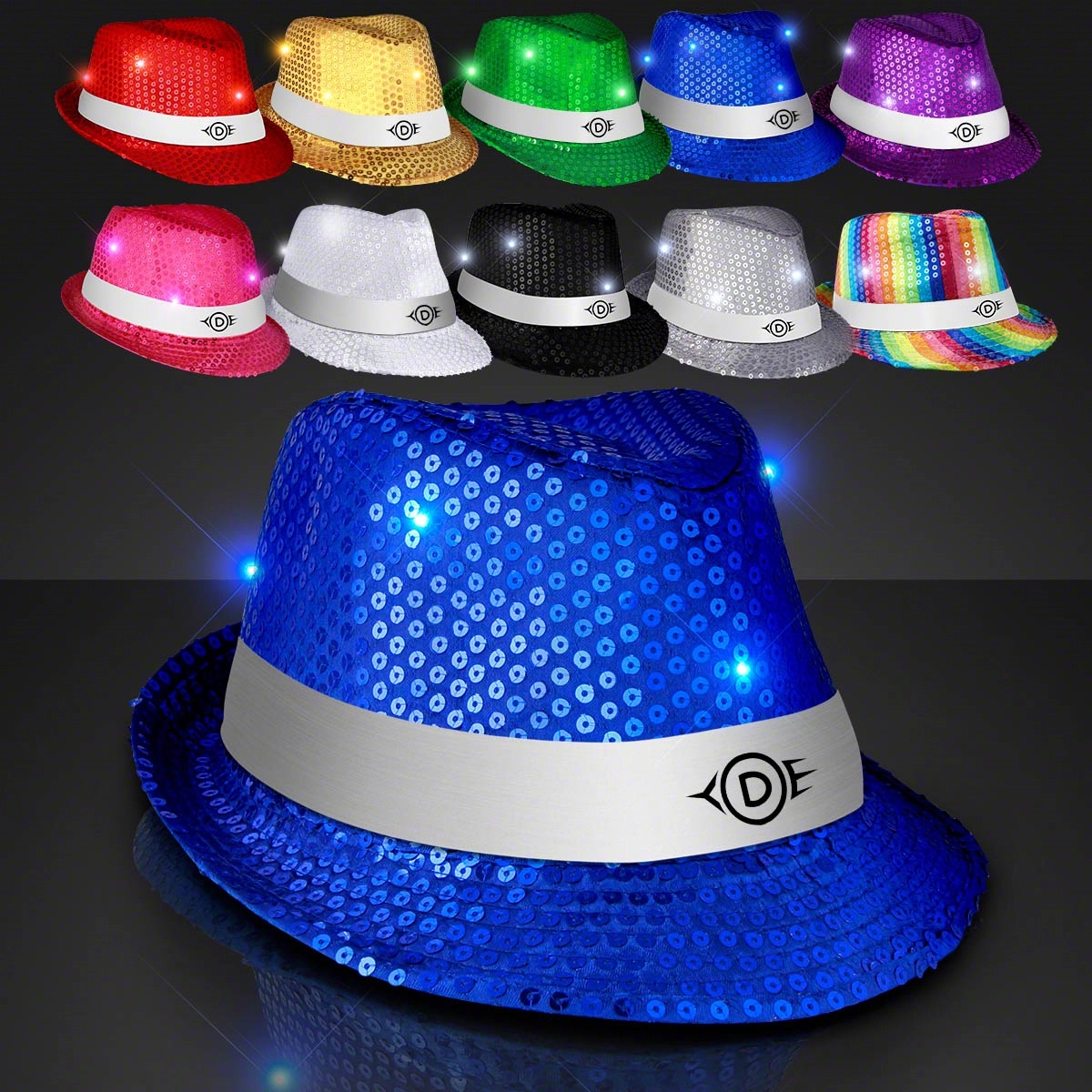 Shiny Single Colored Fedora Hats with White Bands 3