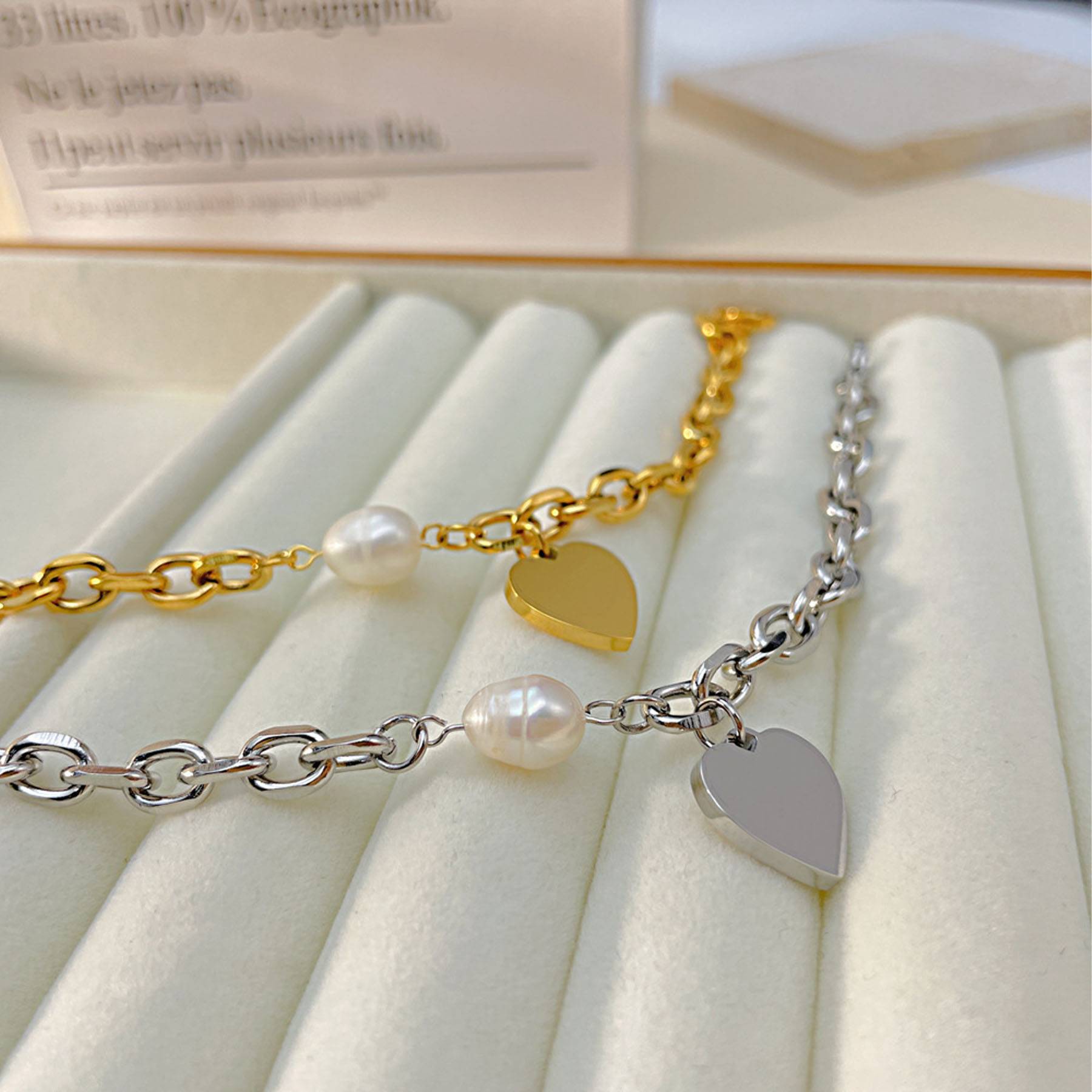 Titanium Steel Love Pearl Bracelet 7
