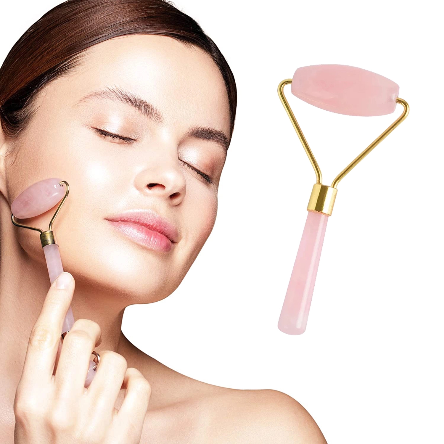 Face Roller, Facial Massage , Natural Rose Quartz Mass 5