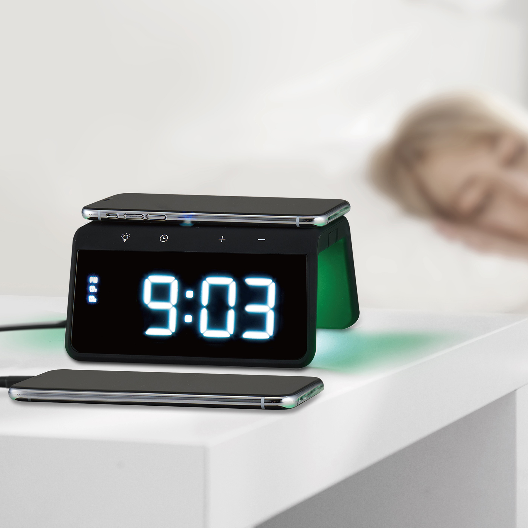 Digital Alarm Clock With Qi Certified 10W Wireless Charger A 1
