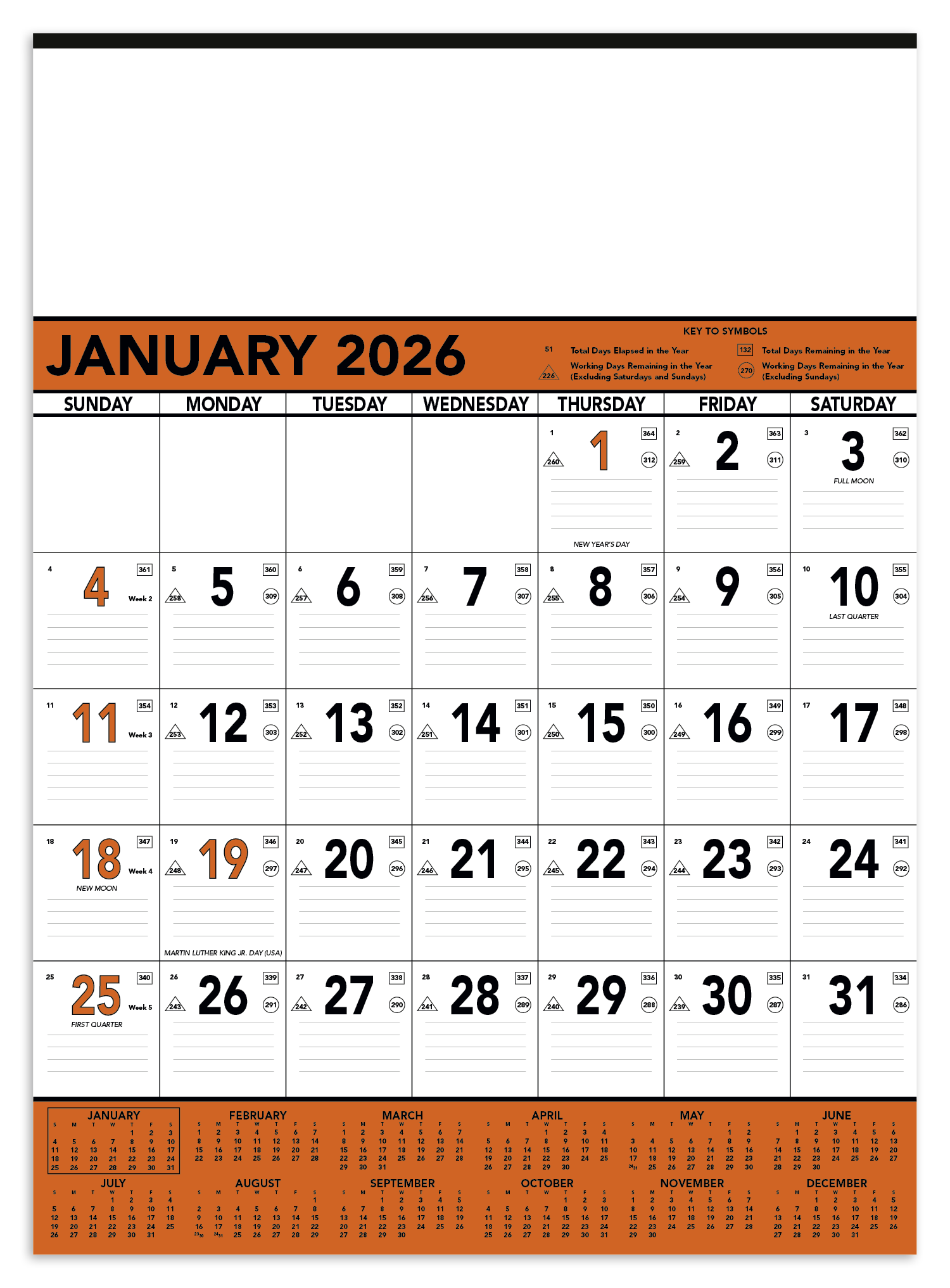 Triumph® Calendars Orange & Black Contractor Memo Calendar 1