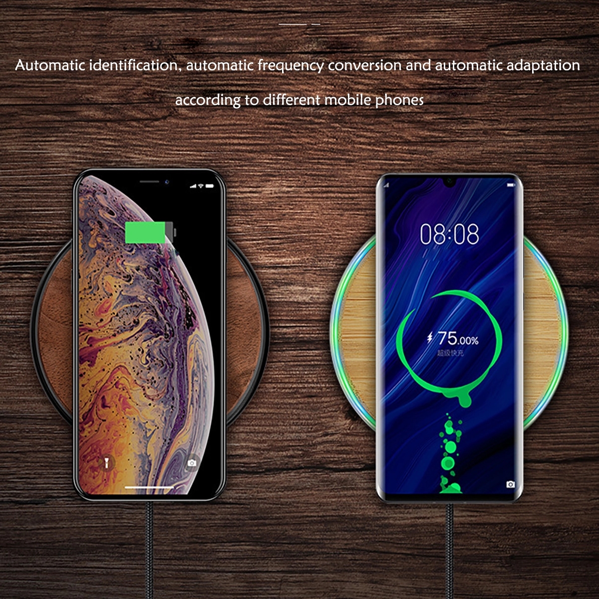 Wooden Slim QI Fast Wireless Charger Pad (10W) 2