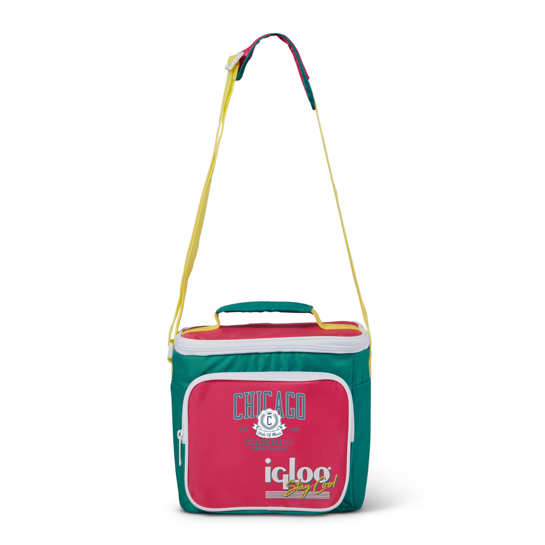 Igloo Retro Square BLANK* Lunch Bag 9 (Dark Jade & Magenta & Livewire Yellow)