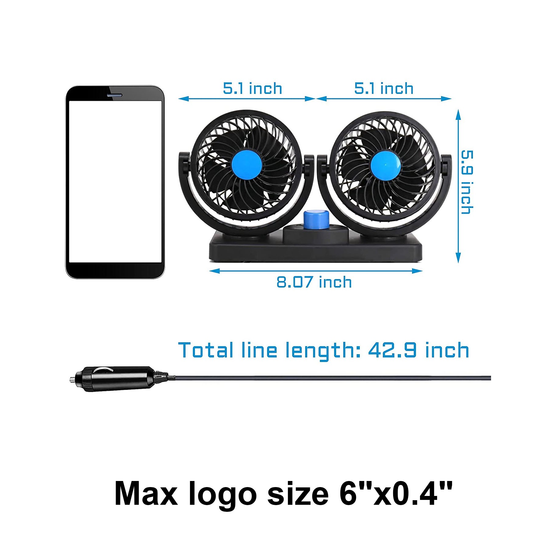 360 Degree Rotatable 12V USB Car Cooling Fan 2