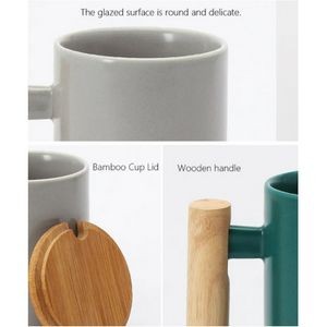 13 Oz Wooden Handle Ceramic Coffee Mug 2
