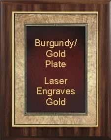 9" x 12" Classic Walnut Finish Plaque with a Gold Border Burgundy Art Plaque Plate 2