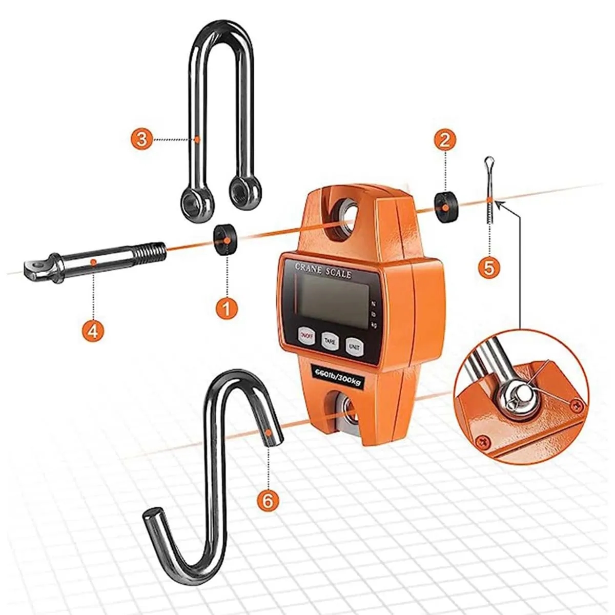 660LB Waterproof Handheld Mini Digital Hanging Crane Scale 4