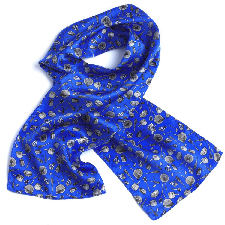 Utensil Pattern Silk Scarf - 8"x45" 2