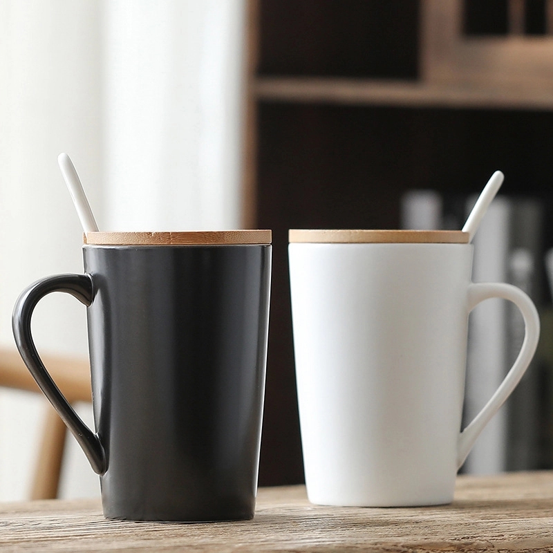 Custom Ceramic Coffee Mug With Bamboo Lid And Spoon 4